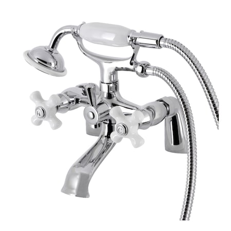Kingston Brass KS267PXC Deck Mount Clawfoot Tub Faucet with Hand Shower, Polished Chrome KS267PXC